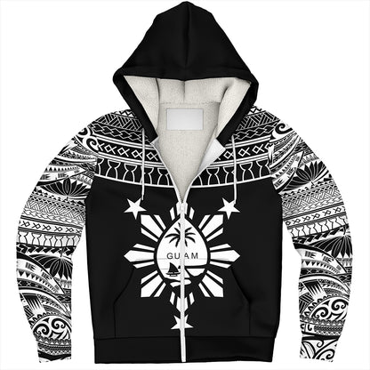 Guam Seal With Philippines Filipinos Sun Sherpa Hoodie Tribal Island