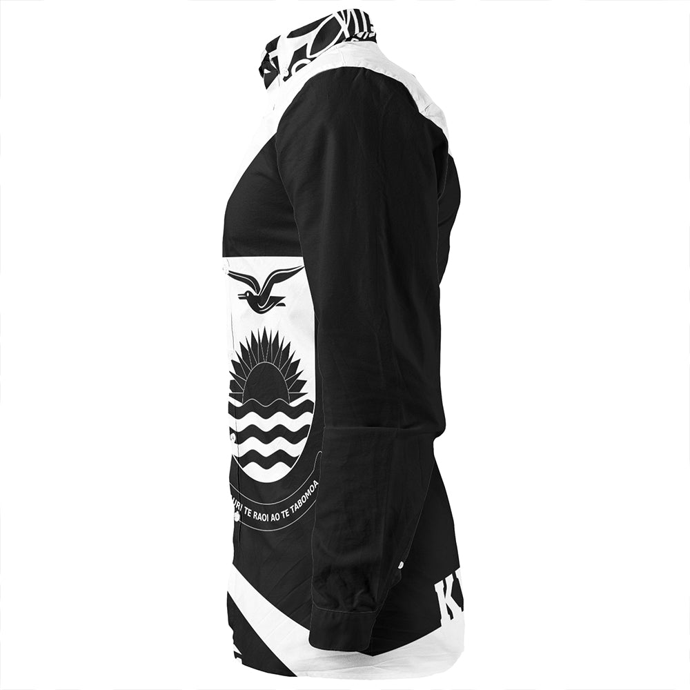Kiribati Long Sleeve Shirt Coat Of Arm Lauhala White Circle