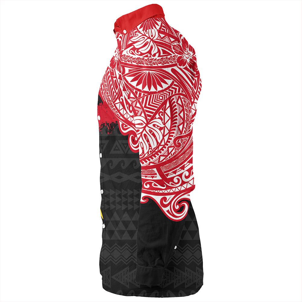 Papua Long Sleeve Shirt Melanesian Flag With Coat Of Arms