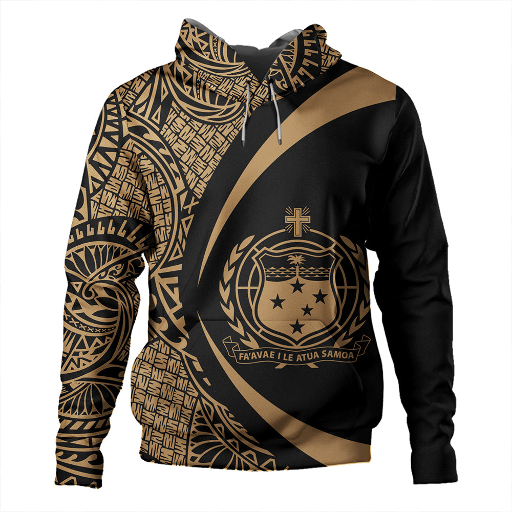 Samoa Hoodie Coat Of Arm Lauhala Gold Circle