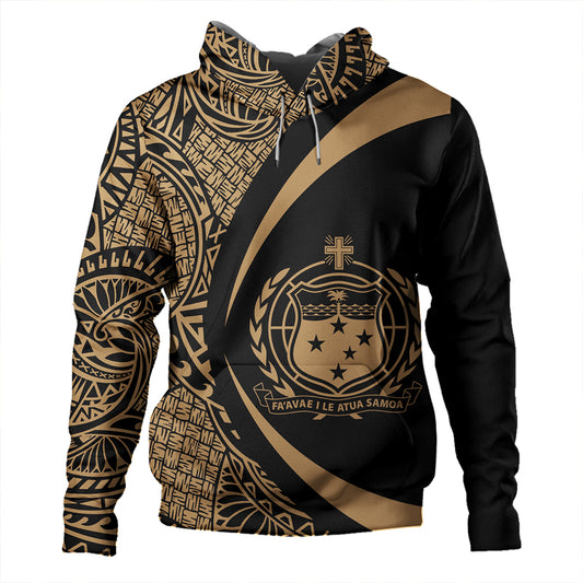 Samoa Hoodie Coat Of Arm Lauhala Gold Circle