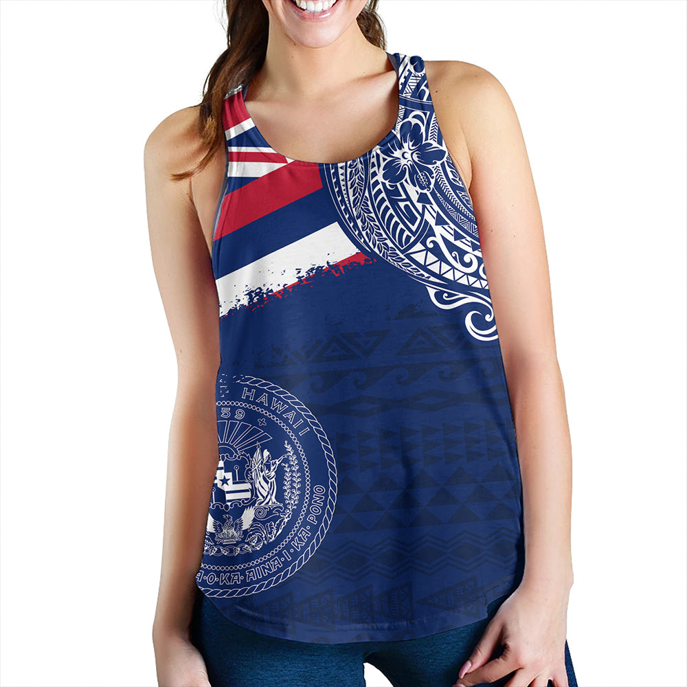 Hawaii Women Tank Polynesian Flag With Coat Of Arms