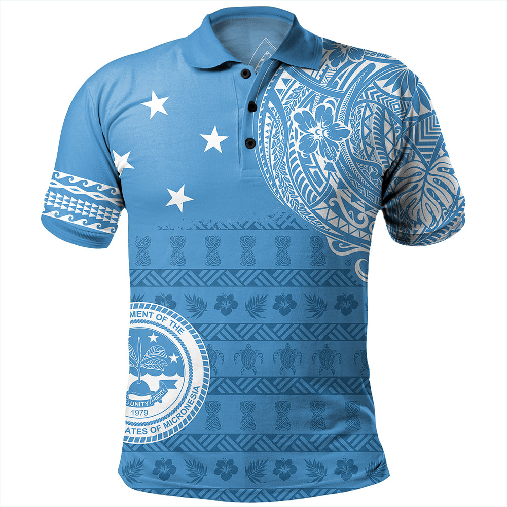Micronesian Polo Shirt Federated States Of Micronesia Flag With Coat Of Arms