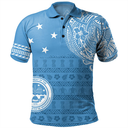 Micronesian Polo Shirt Federated States Of Micronesia Flag With Coat Of Arms