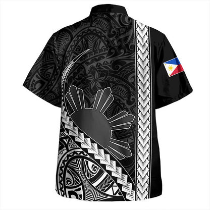 Philippines Hawaiian Shirt Tribal Polynesian Sun Gray