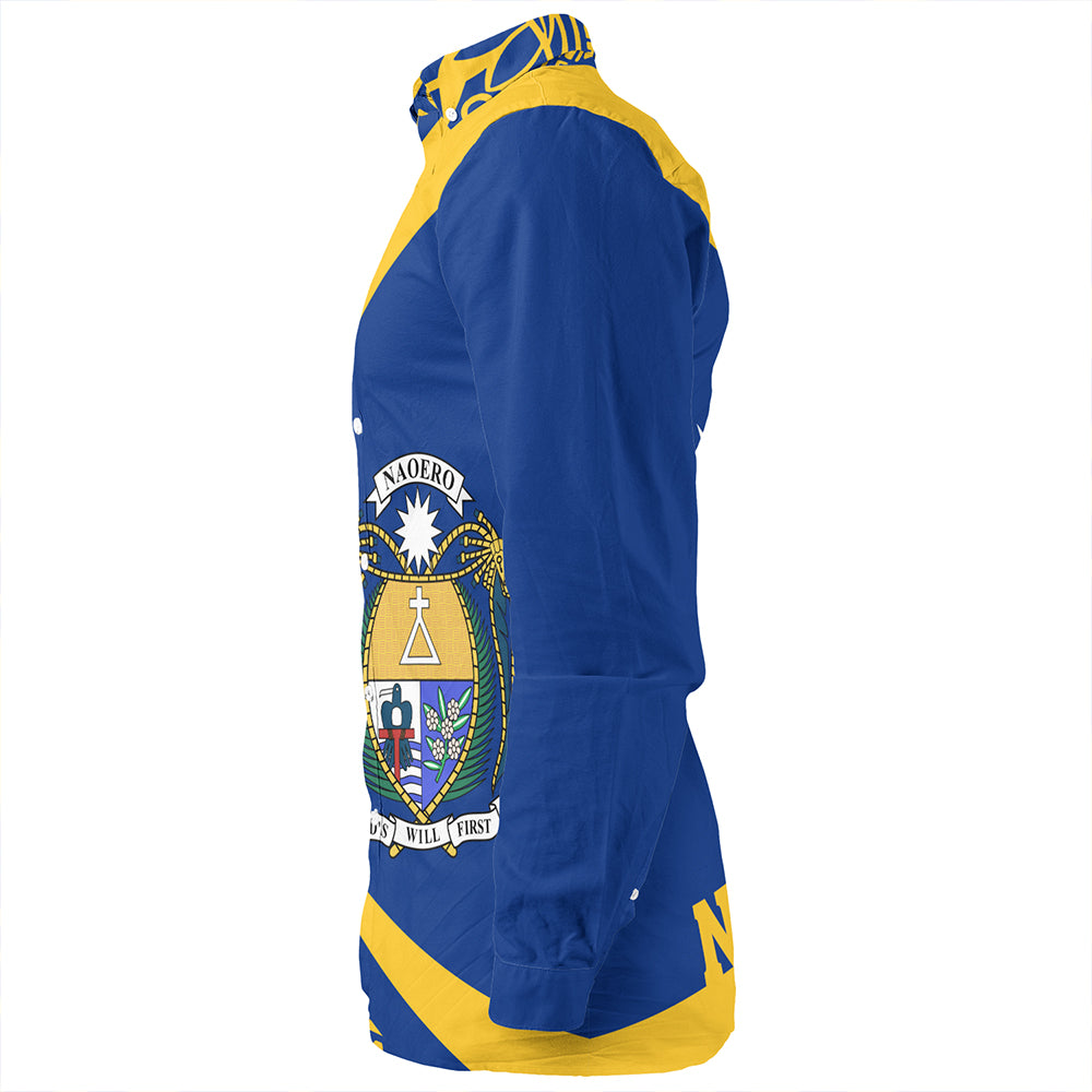 Nauru Long Sleeve Shirt Coat Of Arm Lauhala Circle