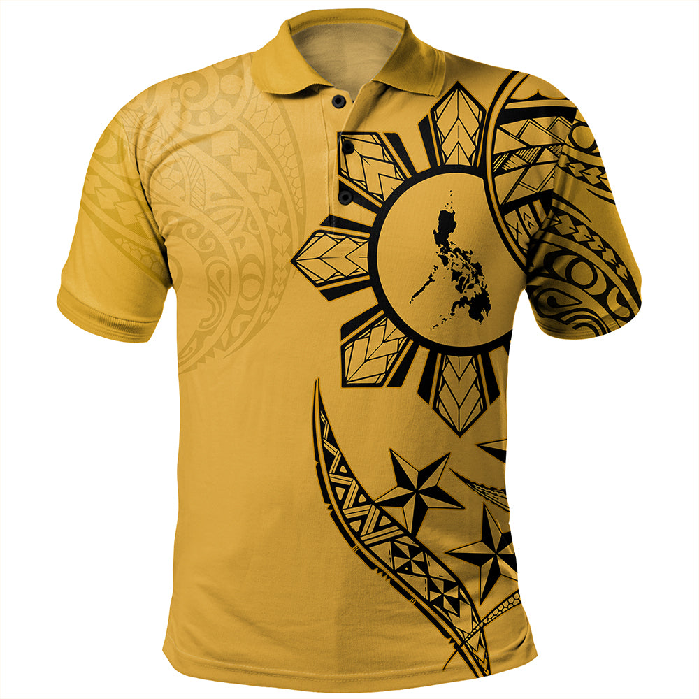 Philippines Polo Shirt Tribal Sun In My Heart Gold Style
