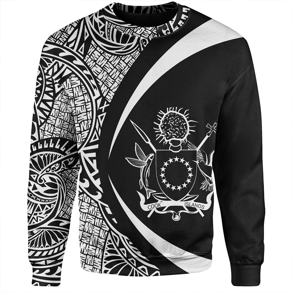 Cook Islands Sweatshirt Coat Of Arm Lauhala White Circle