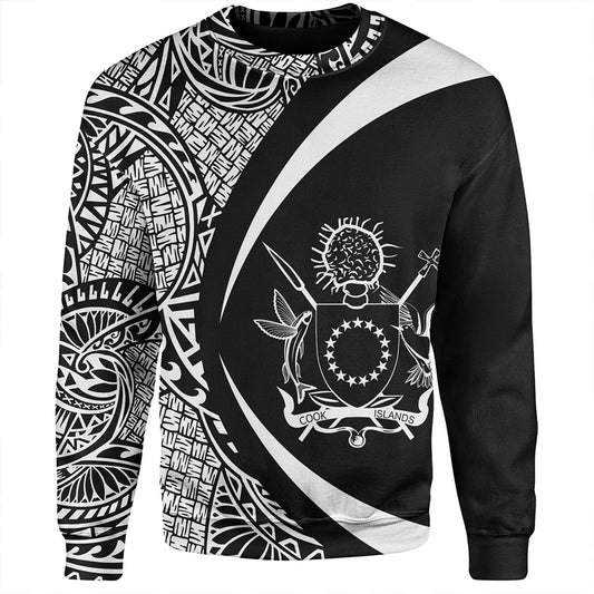 Cook Islands Sweatshirt Coat Of Arm Lauhala White Circle