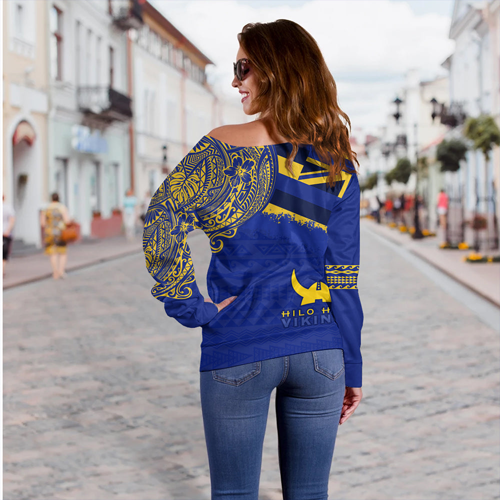 Hawaii Off Shoulder Sweatshirt Hilo High School With Crest Style