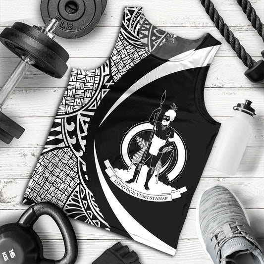 Vanuatu Tank Top Coat Of Arm Lauhala White Circle