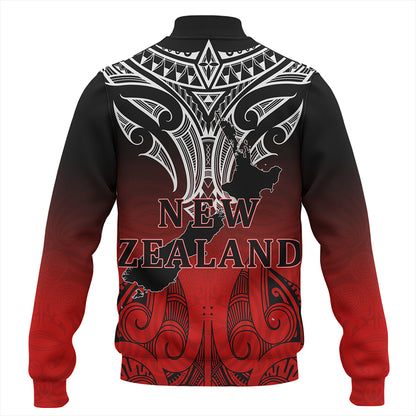 New Zealand Baseball Jacket Maori Kiwi Bird Symbols Map