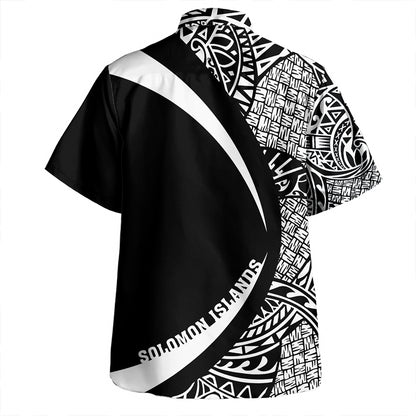 Solomon Islands Hawaiian Shirt Coat Of Arm Lauhala White Circle