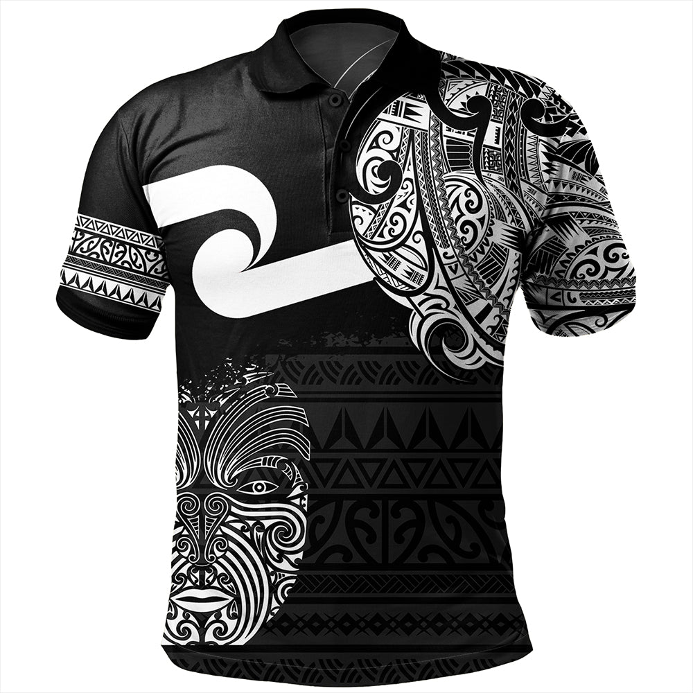 New Zealand Polo Shirt Tino Rangatiratanga Maori Mask Black