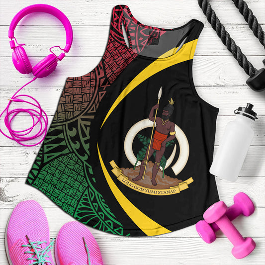 Vanuatu Women Tank Coat Of Arm Lauhala Circle