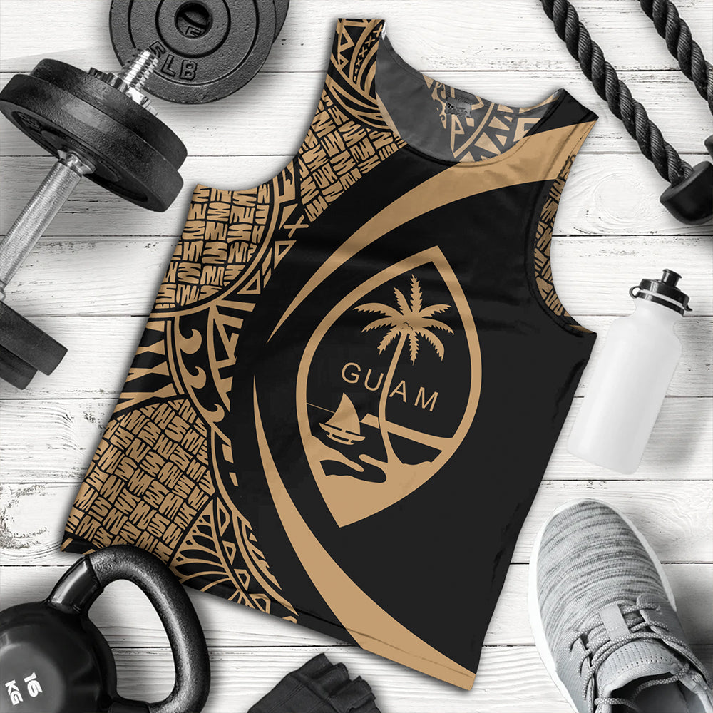 Guam Tank Top Coat Of Arm Lauhala Gold Circle