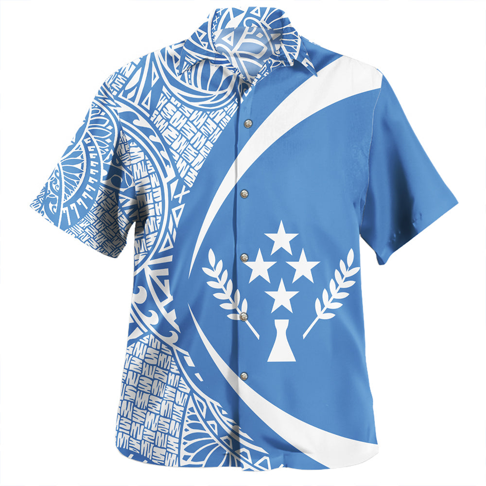 Kosrae Hawaiian Shirt Coat Of Arm Lauhala Gold Circle