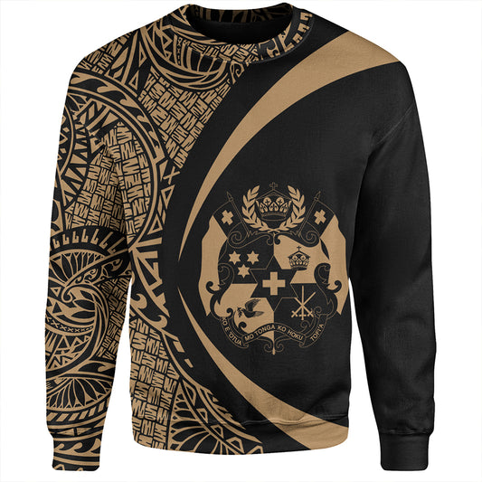 Tonga Sweatshirt Coat Of Arm Lauhala Gold Ver 2 Circle