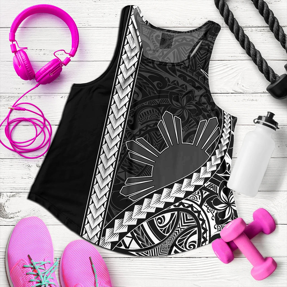 Philippines Women Tank Tribal Polynesian Sun Gray