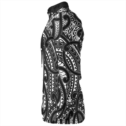 New Zealand Long Sleeve Shirt Country Aotearoa Maori Pattern Silver Fern