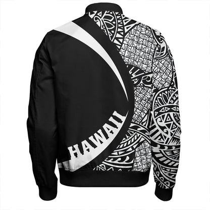 Hawaii Bomber Jacket Coat Of Arm Lauhala White Circle