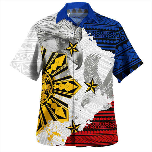 Philippines Hawaiian Shirt Eagles Filipino Sun Flag Grunge Style