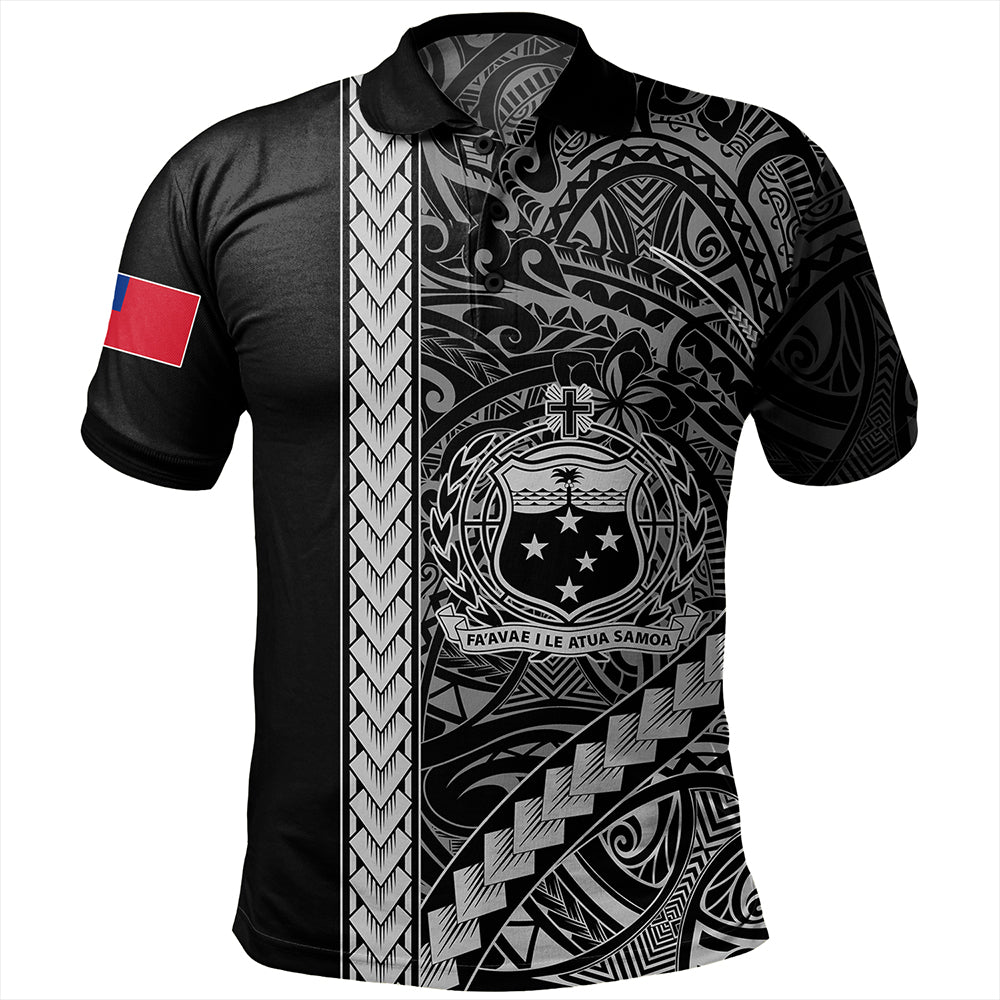 Samoa Polo Shirt Tribal Polynesian Coat Of Arms White