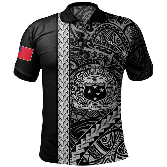 Samoa Polo Shirt Tribal Polynesian Coat Of Arms White
