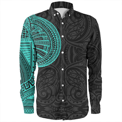 Samoa Tribal Maori Tattoo Roman Reigns Long Sleeve Shirt Turquoise