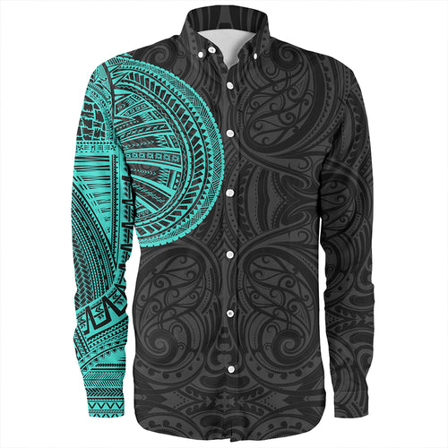 Samoa Tribal Maori Tattoo Roman Reigns Long Sleeve Shirt Turquoise