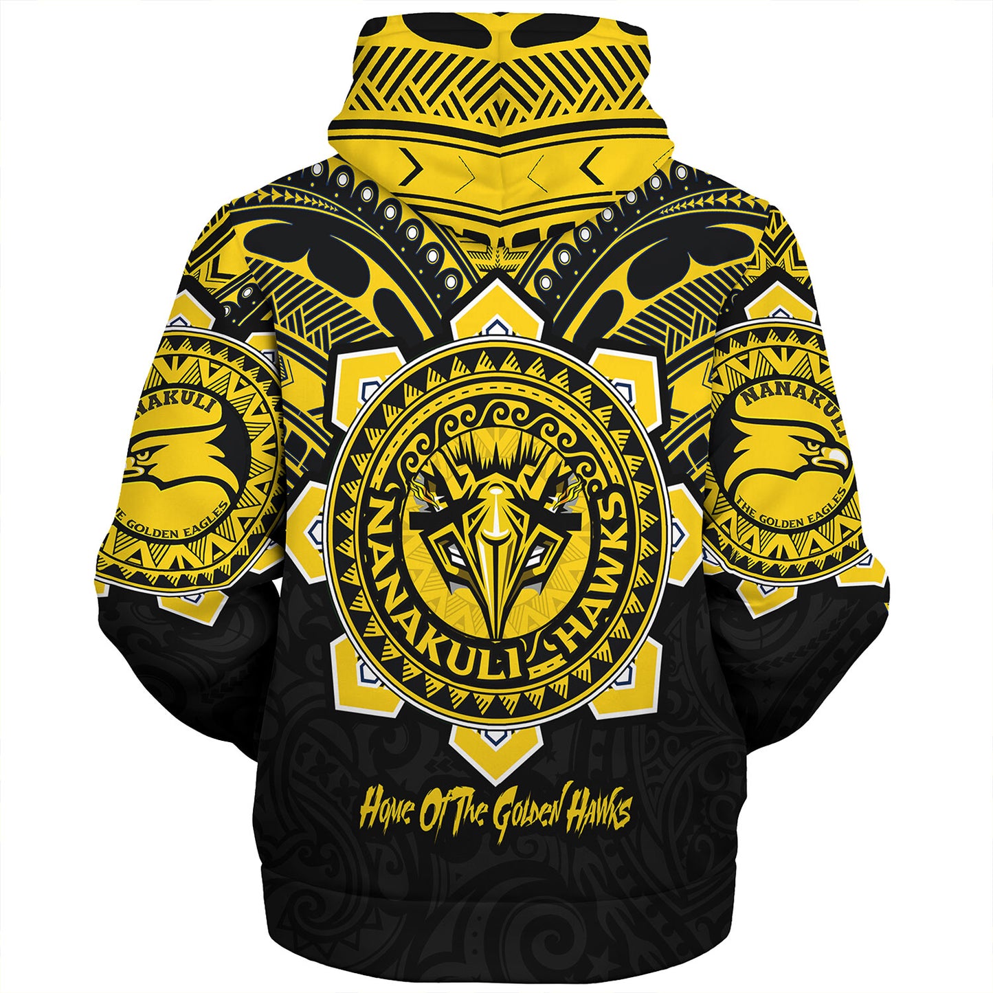 Hawaii Sherpa Hoodie Custom Nanakuli High & Intermediate School Home Of Golden Hawks Tribal Style