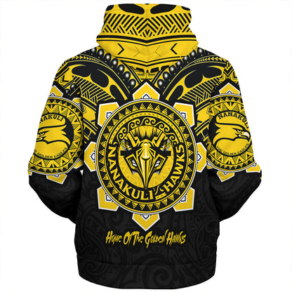 Hawaii Sherpa Hoodie Custom Nanakuli High & Intermediate School Home Of Golden Hawks Tribal Style