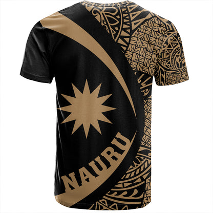 Nauru T-Shirt Coat Of Arm Lauhala Gold Circle
