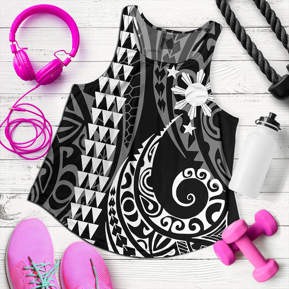 The Philippines Women Tank Sun White Kakau Style