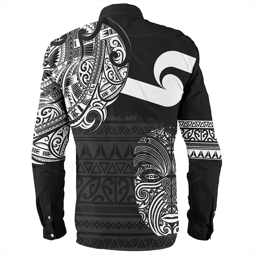 New Zealand Long Sleeve Shirt Tino Rangatiratanga Maori Mask Black