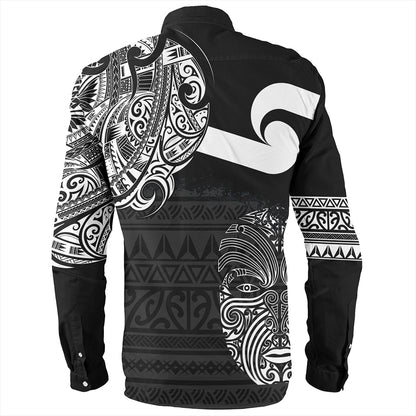 New Zealand Long Sleeve Shirt Tino Rangatiratanga Maori Mask Black