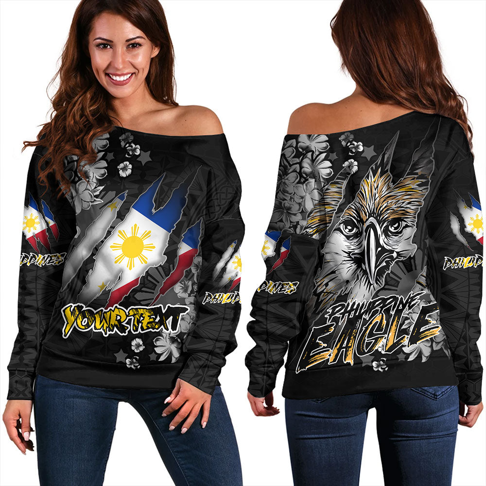 Philippines Custom Off Shoulder Sweatshirt Filipino Heritage Blood Inside Me