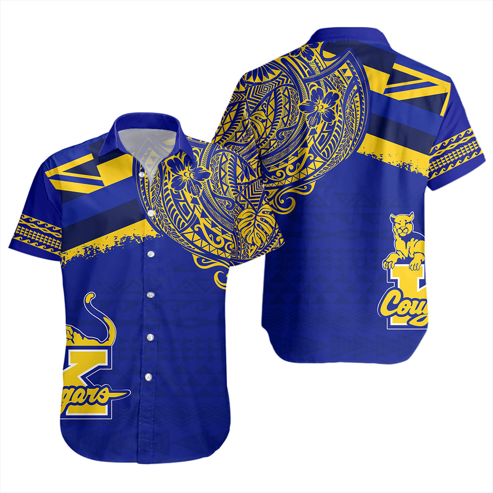 Hawaii Short Sleeve Shirt Henry J. Kaiser High School Flag With Crest Style