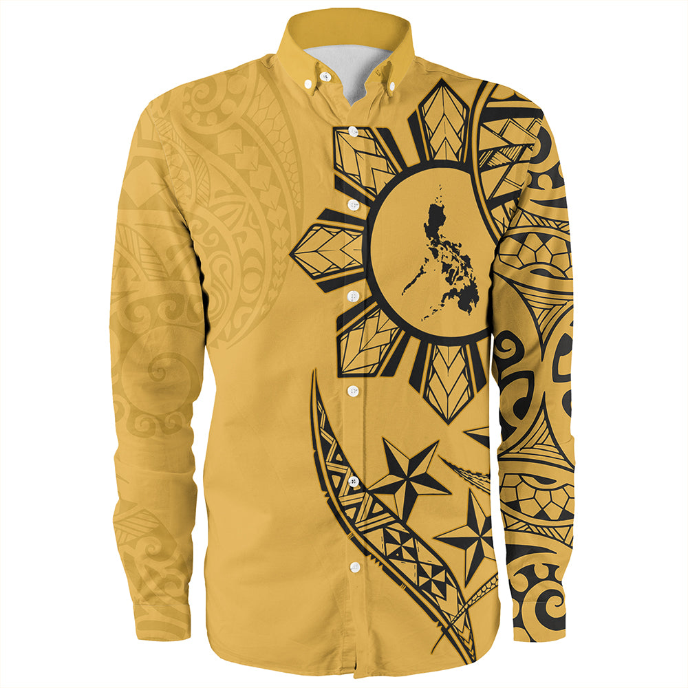 Philippines Long Sleeve Shirt Tribal Sun In My Heart Gold Style