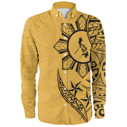 Philippines Long Sleeve Shirt Tribal Sun In My Heart Gold Style