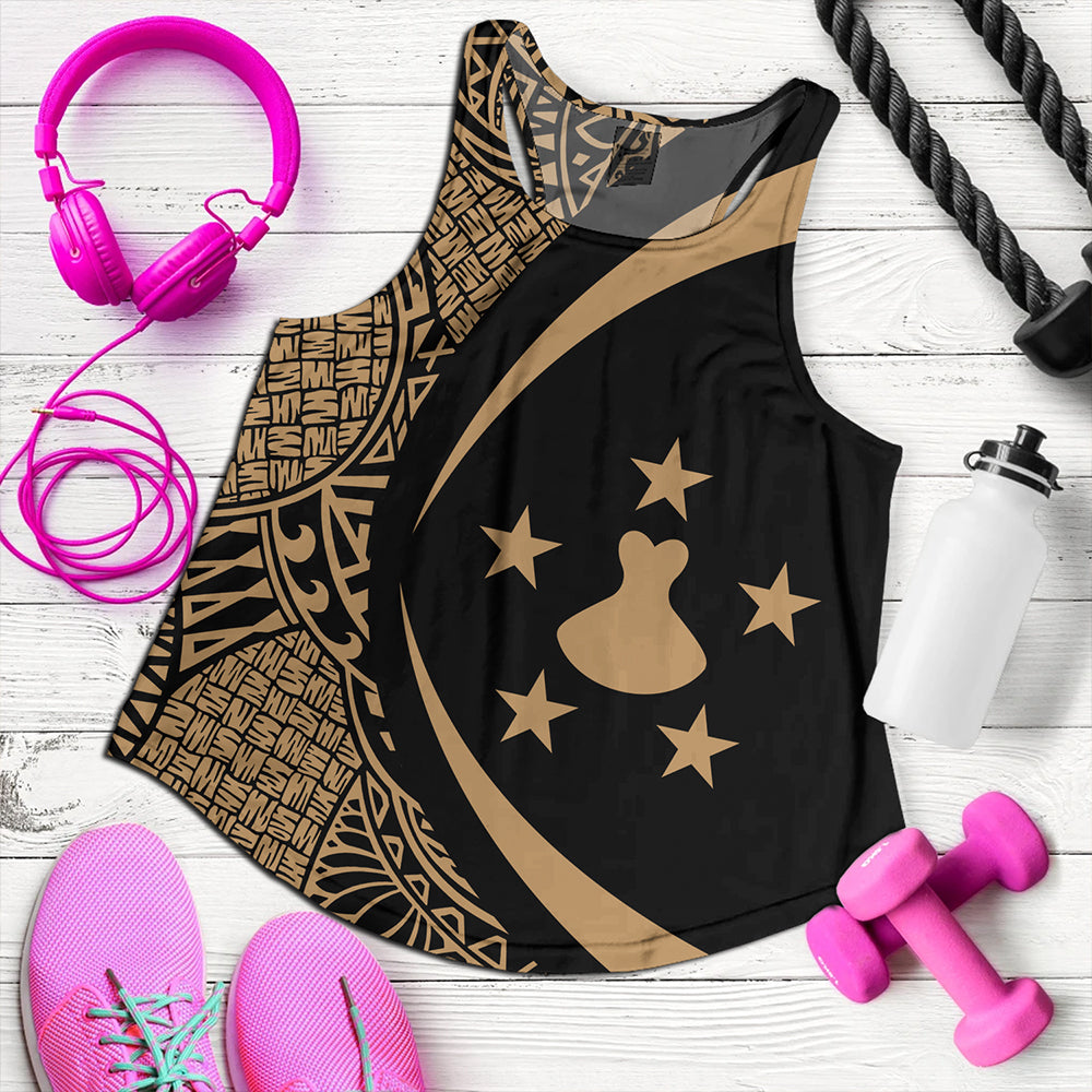 Austral Islands Women Tank Coat Of Arm Lauhala Gold Circle