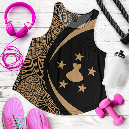 Austral Islands Women Tank Coat Of Arm Lauhala Gold Circle