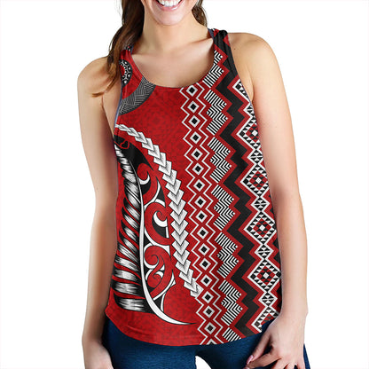 New Zealand Women Tank Maori Fabic Pattern Silvers Fern