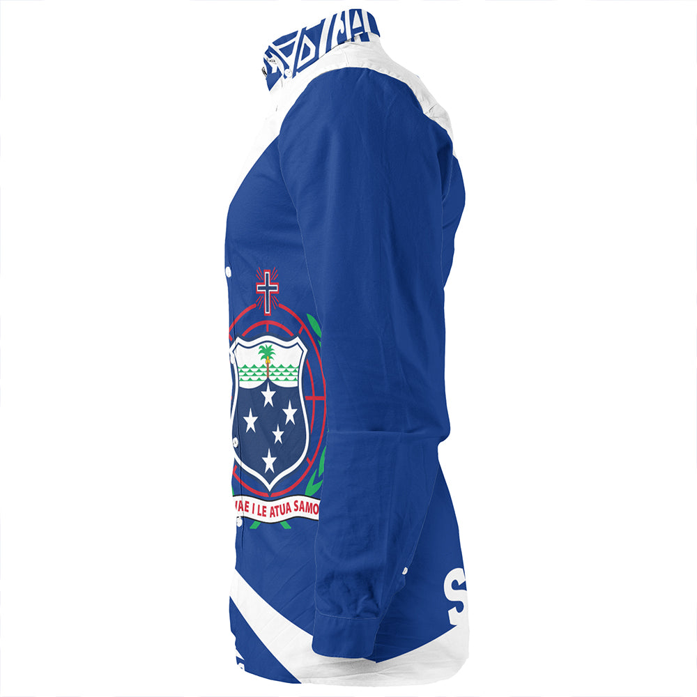 Samoa Long Sleeve Shirt Coat Of Arm Lauhala Rugby Circle