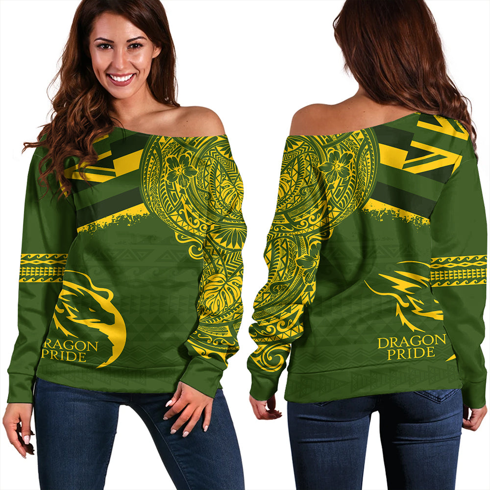 Hawaii Off Shoulder Sweatshirt Honokaa High And Intermediate School With Crest Style