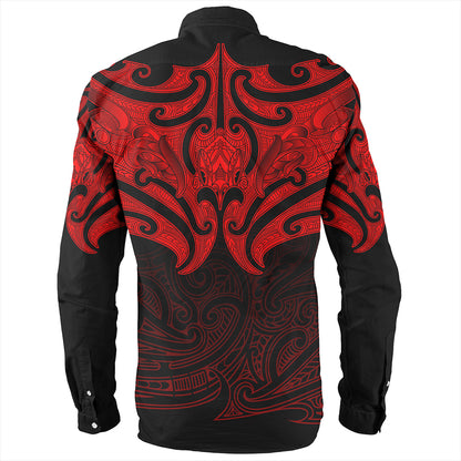 New Zealand Long Sleeve Shirt Maori Red Pattern