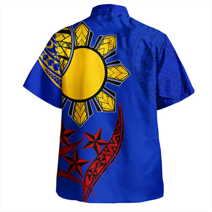Philippines Hawaiian Shirt Tribal Sun In My Heart Color Flag