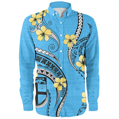 Fiji Long Sleeve Shirt Fiji Bula Style Plumeria Flower