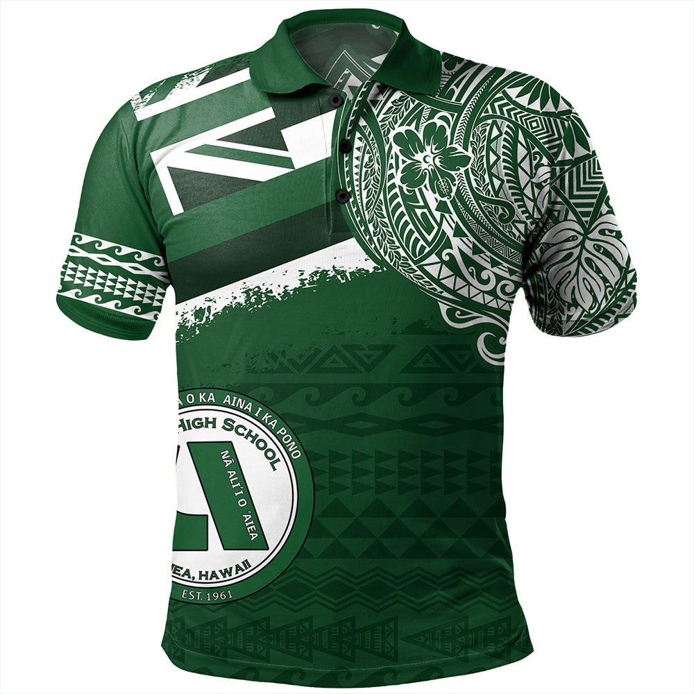 Hawaii Polo Shirt Aiea High School Flag With Crest Style