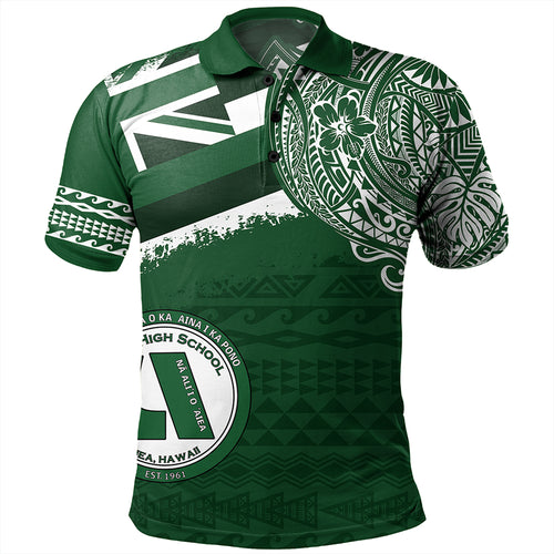 Hawaii Polo Shirt Aiea High School Flag With Crest Style